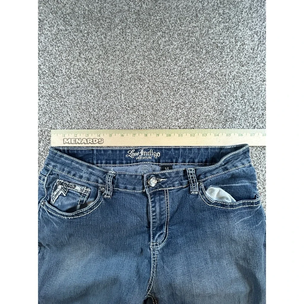 love indigo jeans Size 14 Crop BLING FLAP POCKET - Picture 7 of 12
